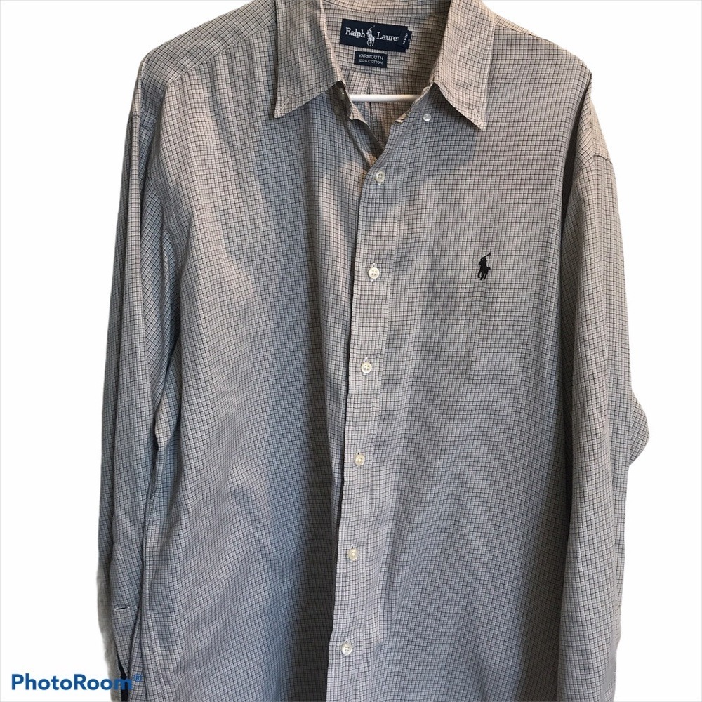 Ralph Lauren Mens Yarmouth Checked Long Sleeve Button Down Shirt 16.5 32/33